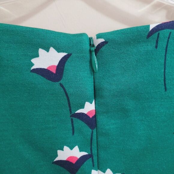 Boden Leonie Jersey dress Womens Size 4P Petite forest green Floral Fit & Flare - Picture 8 of 11